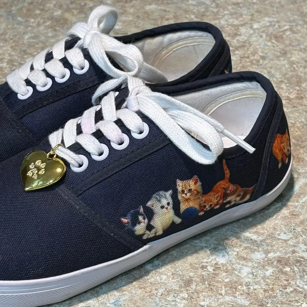 Bradford Exchange Jurgen Scholz Kitty Cat Kitten Canvas Art Lace Up Shoes Size 7